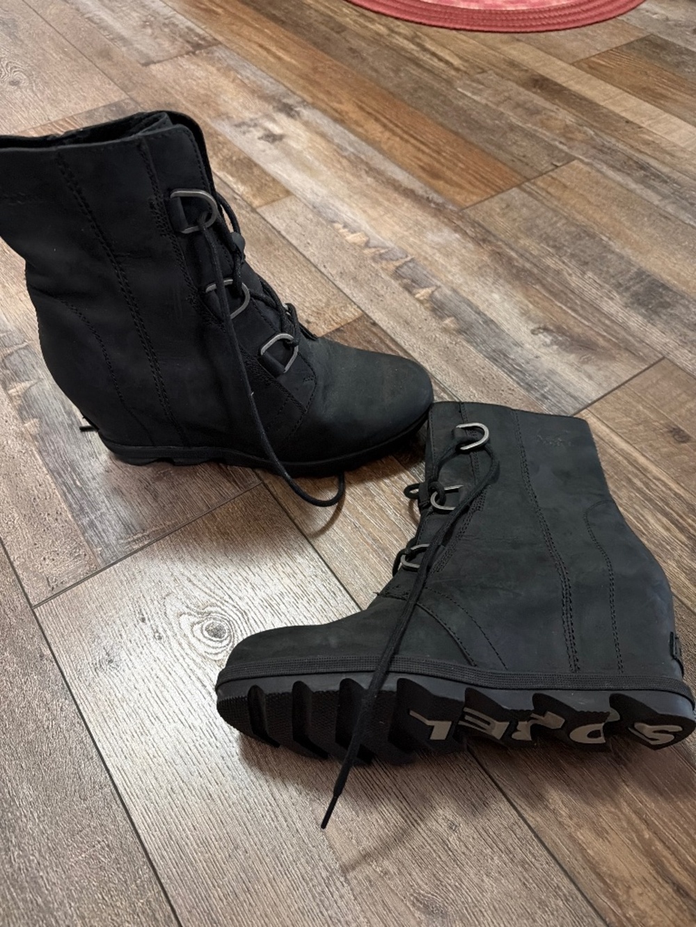Sorel Joan of Arc Black Wedge Womens Boots